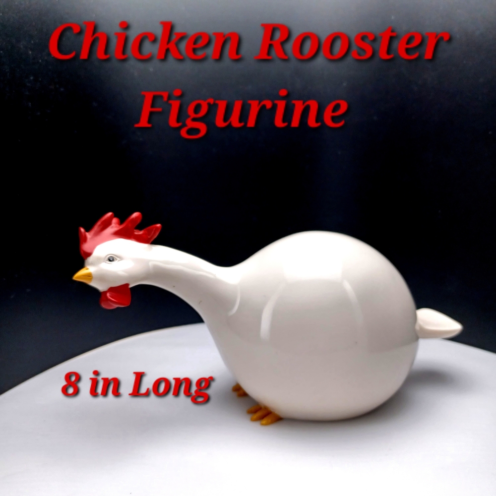 Chicken Rooster Ceramic Figurine - White NWOT